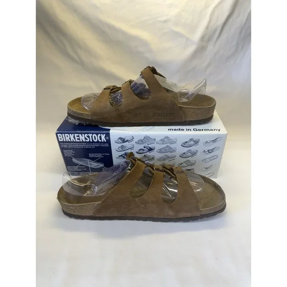 Birkenstock Florida Soft Footbed Nubuck Mocha Sandals Womens 11 Mens 9 Slip On - Picture 1 of 10